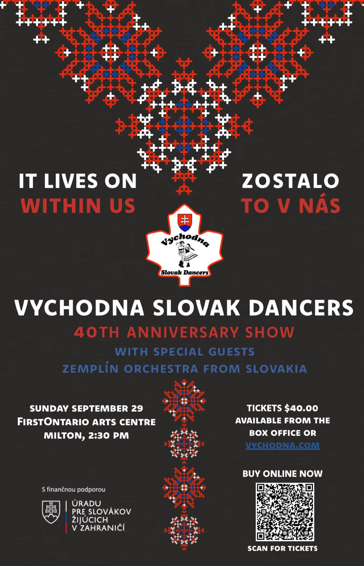 Folklórny súbor Vychodna Slovak Dancers oslavuje 40 rokov