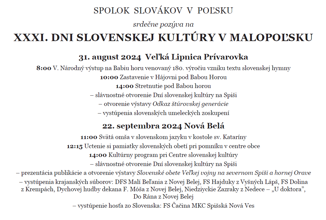 program dni slovenskej kultúry