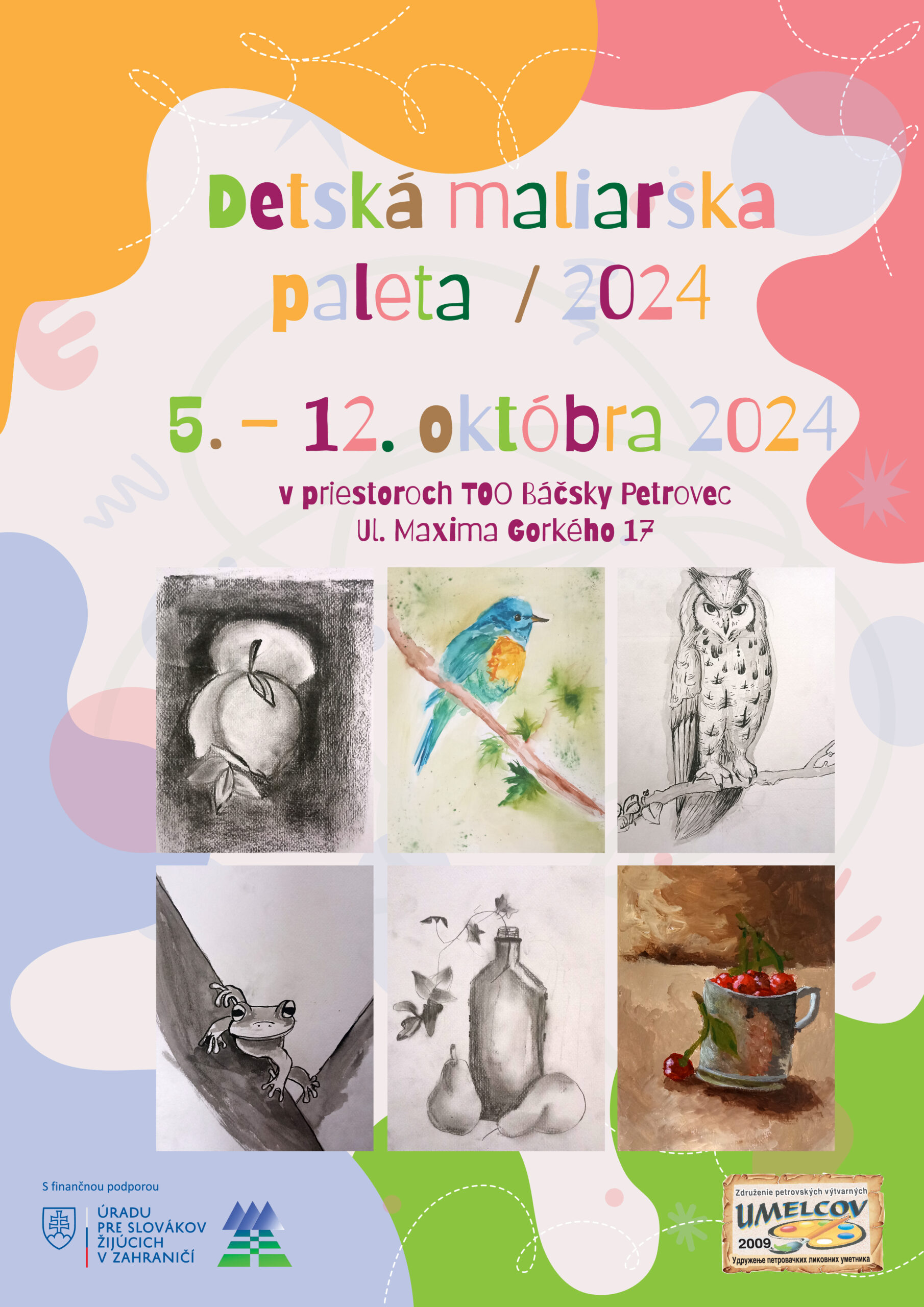 Plagát pozývajúci na výstavu Detská maliarska paleta