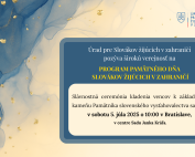 Pozvánka Pamätný deň, v zlato - modrých tónoch, logo ÚSŽZ, info aj v texte