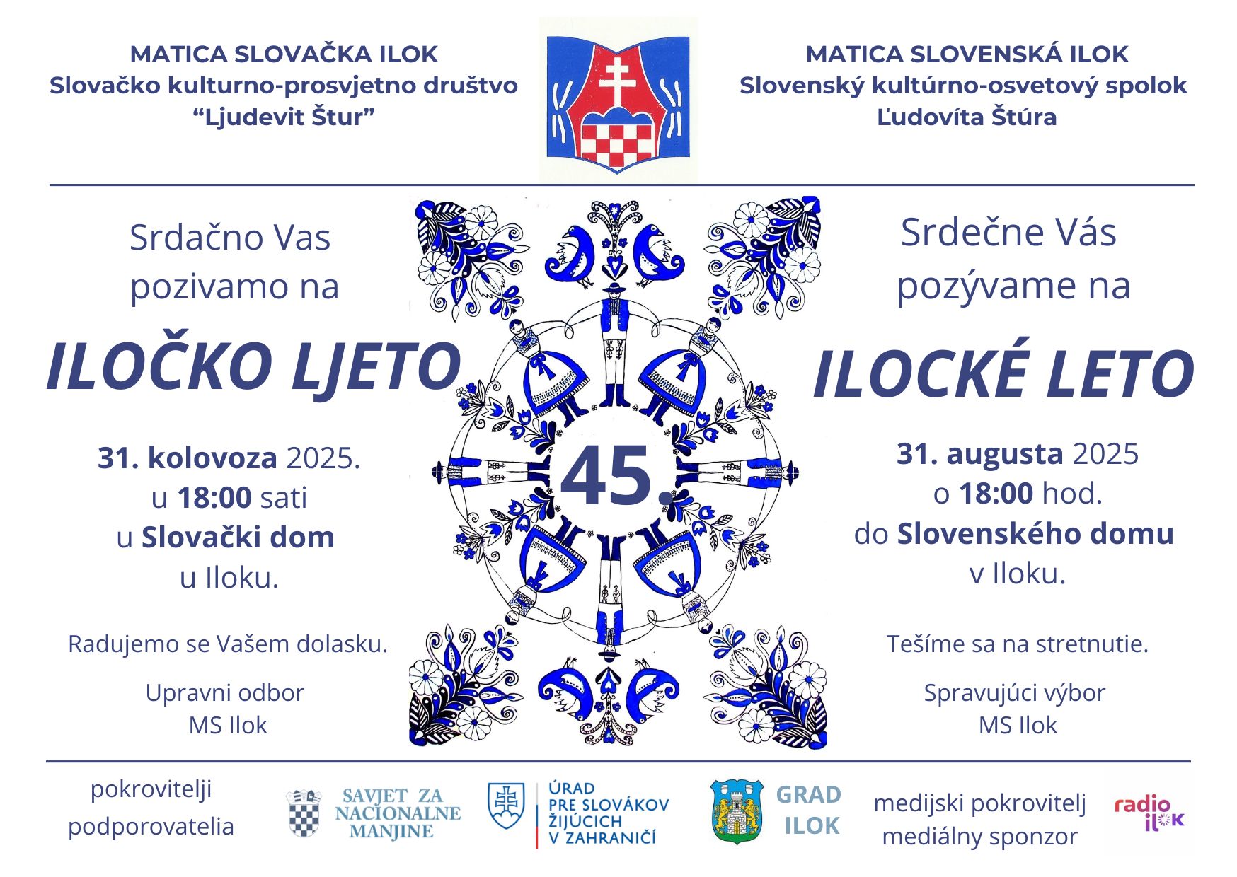 Pozvánka s logami podporovateľov a s dekoračnou grafikou