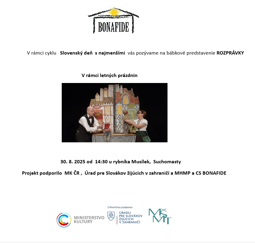 Plagát logo Bona fide a logá podporujúcich inštitúcií, obrázok z predstavenia