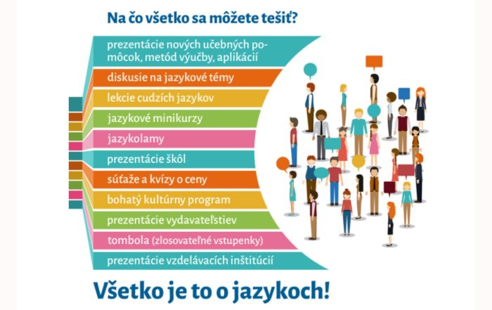 farebná grafika, rôzni ľudia a vymenované, na čo sa môžu tešiť návštevníci