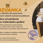 Pozvánka so včelárskou tematikou, na nej včely, med