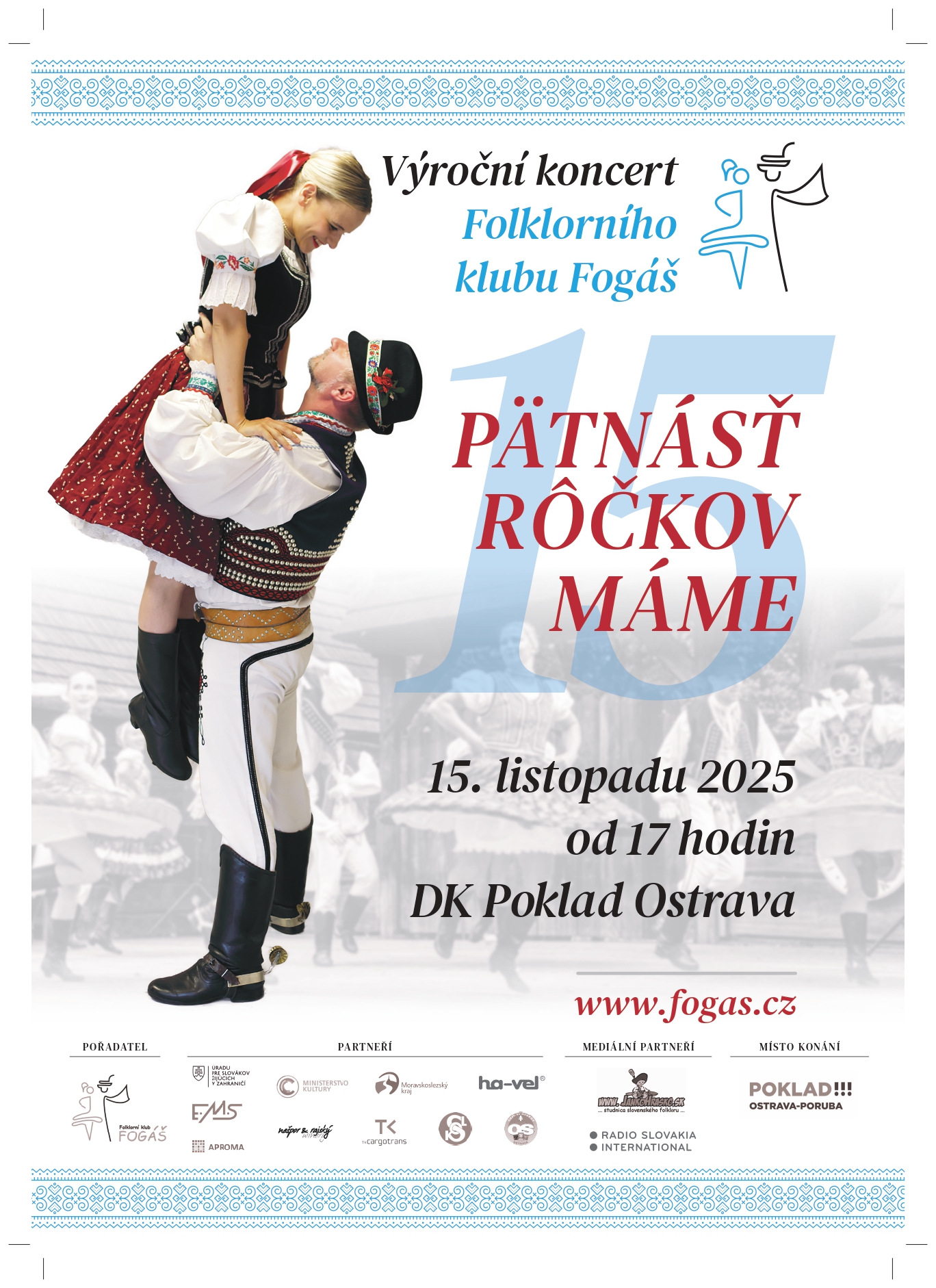 plagát, tanečníci v krojoch, dvojica muž - žena