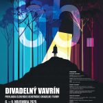 plagát, neónové farby, les, kopec