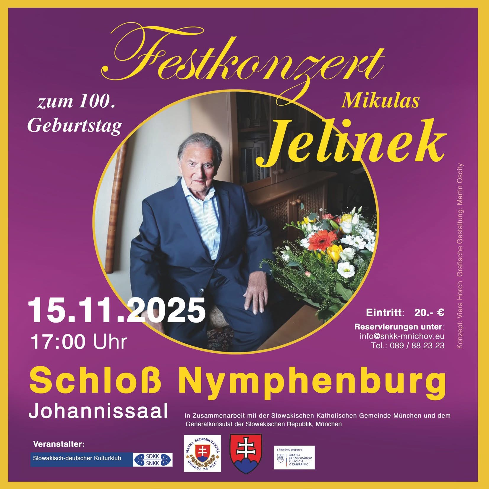 Plagát, fialové pozadie, fotografia Mikuláša Jelínka