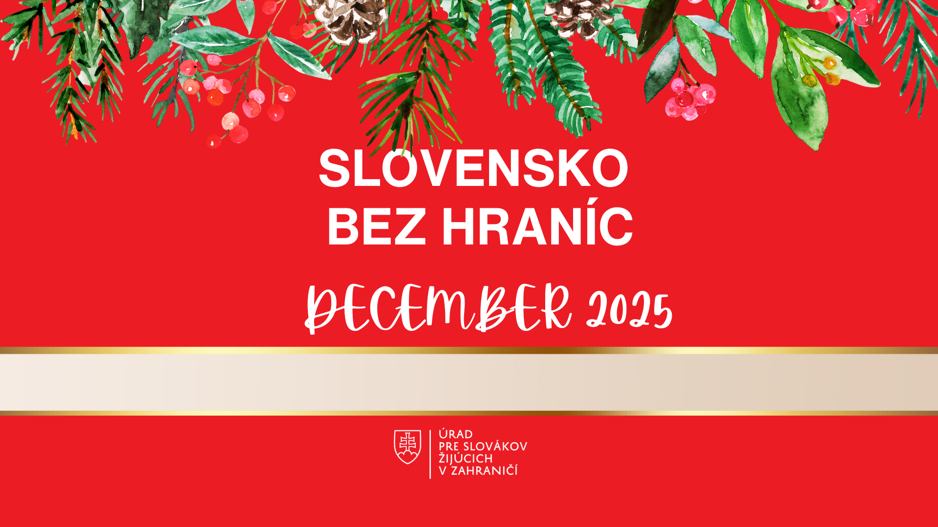 upútavka spravodajca december, červené pozadie, vianočné motívy