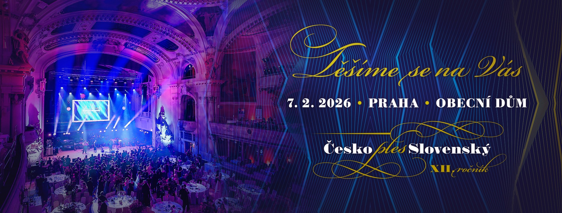 plesové motívy, prítmie, plesová sála