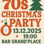 vianočný stromček, kreslený, oranžové písmo, retro