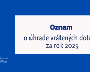 OZNAM dotácie banner, modro biely, s logom ÚSŽZ