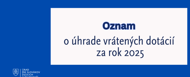 OZNAM dotácie banner, modro biely, s logom ÚSŽZ