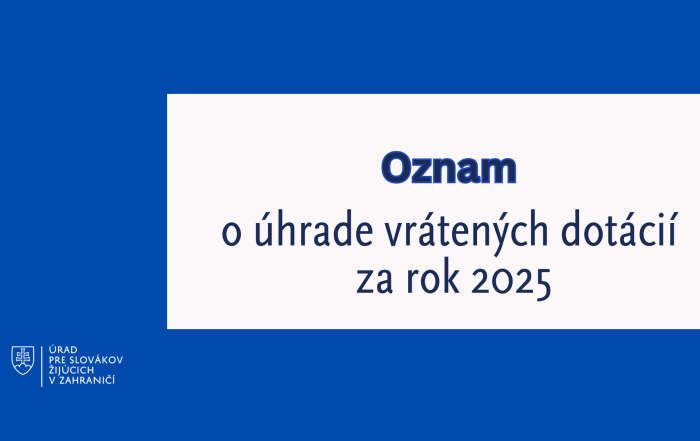 OZNAM dotácie banner, modro biely, s logom ÚSŽZ