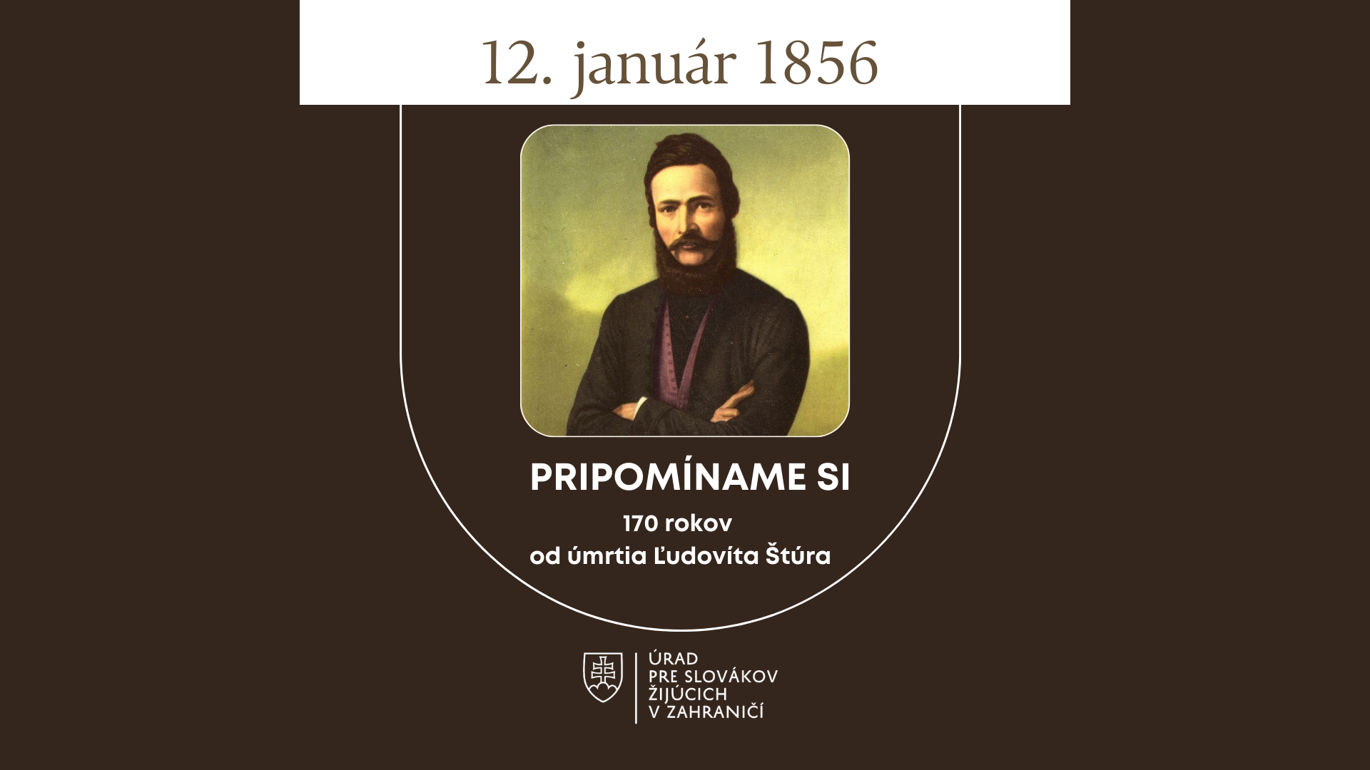 štúr - obraz a jeho dátum úmrtia, logo ÚSŽZ