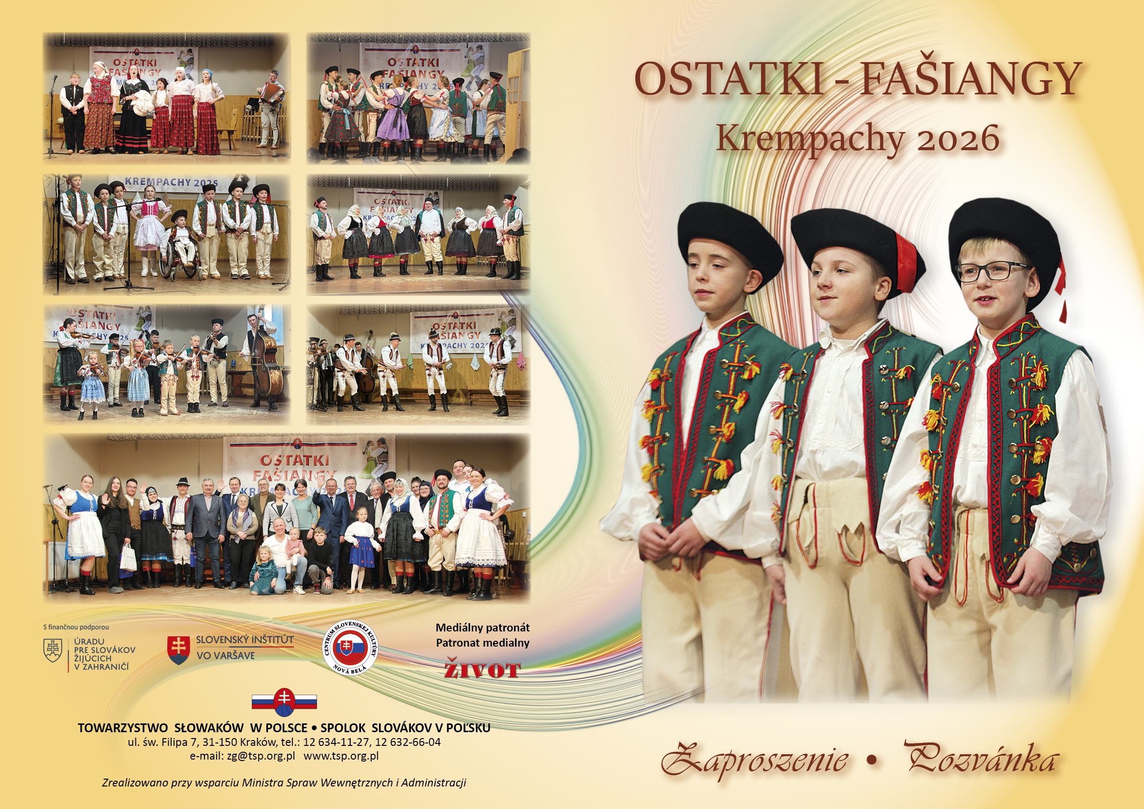 Pozvánka, traja chlapci v kroji