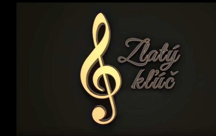 Zlatá nota na tmavom pozadí a nápis Zlatý kľúč