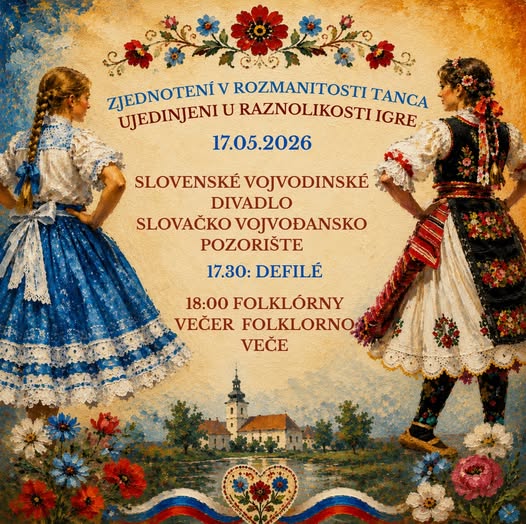plagát, folklórne motívy, dve dievčatá v krojoch
