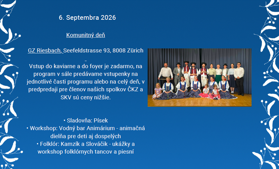 Pozvánka na komunitný deň v Zurichu